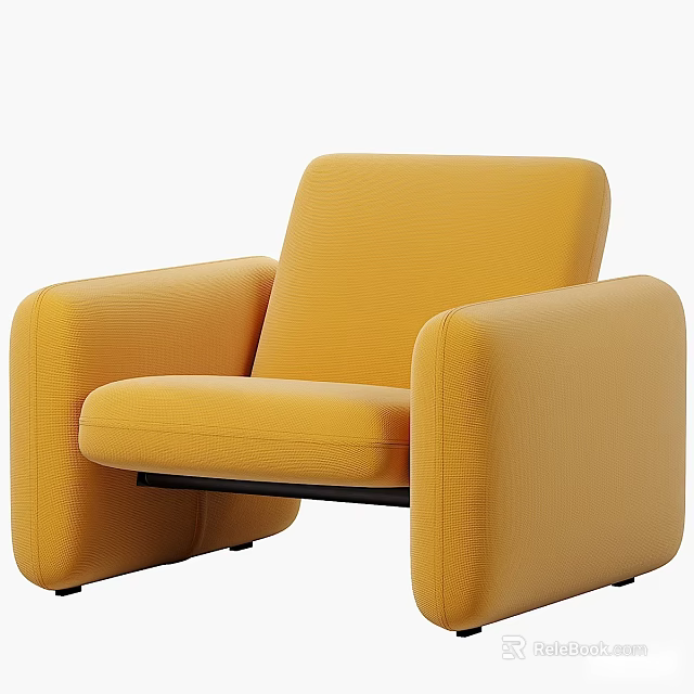 Yellow Modern Upholstered Single Sofa With Sleek Design And Comfortable Armrests 3d model 