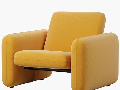 Yellow Modern Upholstered Single Sofa With Sleek Design And Comfortable Armrests 3d model