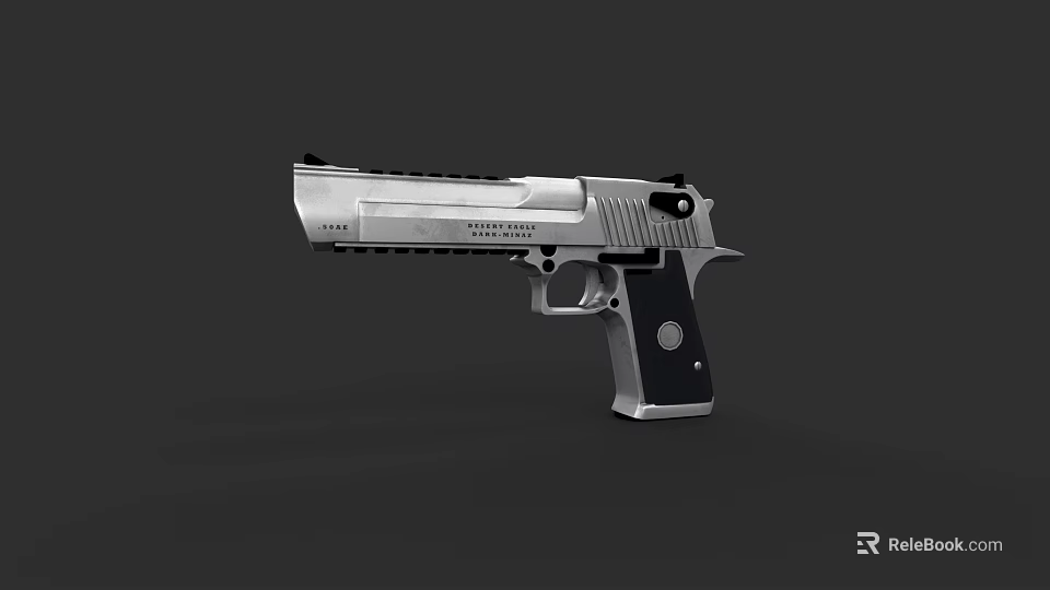Sleek Silver Tactical Pistol With Black Grip And Metallic Finish 3d model 