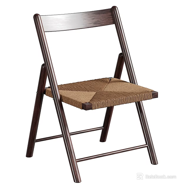 Folding Dining Chair With Metal Frame And Woven Seat Design For Home Dining Room Use 3d model 