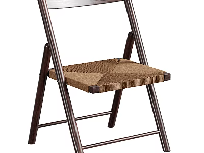 Folding Dining Chair With Metal Frame And Woven Seat Design For Home Dining Room Use 3d model