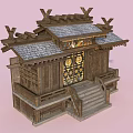Traditional Ancient Architecture With Wooden Structure Tiled Roof Stone Stairs And Intricate Carved Decorations