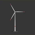 White Wind Turbine Model With Red Marked Blades And Stable Base 3d model