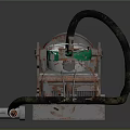 Old Rusty Foot Pump with Metal Pedal Pressure Gauge and Hose