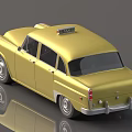 Shiny Yellow Vintage Taxi Car With Classic Design And Roof Taxi Sign