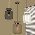 Modern Ribbed Glass Pendant Lights Black And White Shades Soft Lighting Interior Window Background