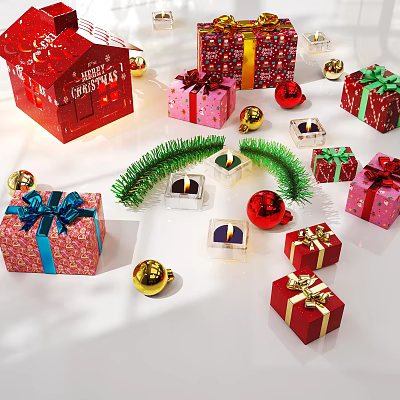 Desktop Christmas Gift Box Gift Ornaments Combination Desktop Ornaments Christmas Gift Box Ornaments Festival 3d model