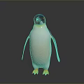 Realistic 3D Penguin Rendering With Orange Feet White Belly On Dark Background