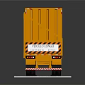 Yellow Two Section Cargo Trailer With Multiple Wheels On Flatbed Platform