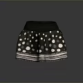 Women's Polka Dot Skirt With Black Waistband And Striped Hem Design
