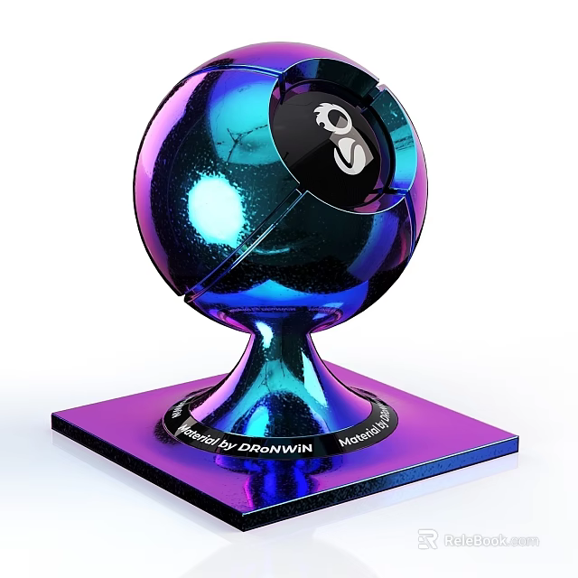 Shiny Blue Purple Sphere Decorative Object With Purple Base Designed by DROWIN MEMENTO 3d model 