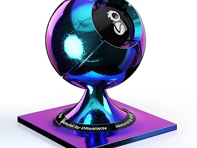 Shiny Blue Purple Sphere Decorative Object With Purple Base Designed by DROWIN MEMENTO 3d model