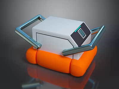 Portable Device With Orange Base White Main Body Metal Handles And Digital 3d model