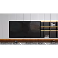 Modern TV Background Cabinet Design With Marble Base LED Lighting And Open Shelves