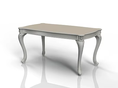 Classic Elegant White Dining Table With Curved Legs And Smooth Top 3d model