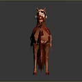 Elegant Brown Horse Adorned With Red Embroidered Saddle And Decorative Bridle