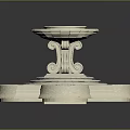 White Classical Carved Stone Fountain With Multi Tiered Base And Round Top