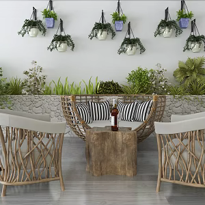 Nordic outdoor table and chair landscape sketch chair coffee table 3d model