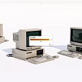 Vintage Retro Desktop Computer Systems With Monitor Keyboard And Mouse Setup