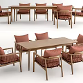 Nordic Dining Table and Chair Combination Solid Wood Dining Table and Chair Combination 3d model
