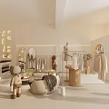 Elegant Modern Clothing Store Interior With Mannequins Clothes Racks Display Tables And Shoes