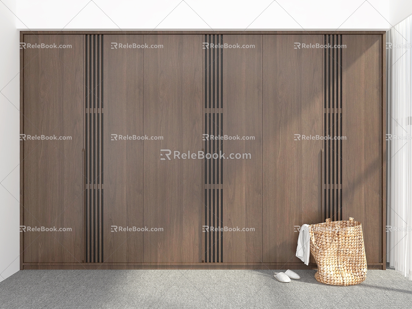 Modern Wardrobe Wardrobe Custom Solid Wood Wardrobe Coat Cabinet Wardrobe 3d model