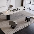 Modern Home Office Desk With Accent Chair Table Lamp And Area Rug By Window