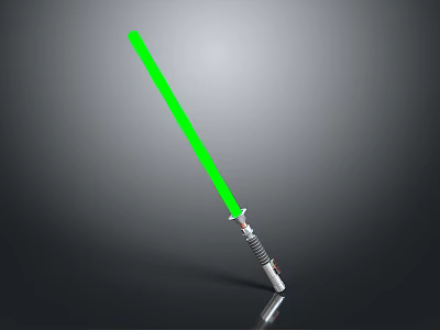 Green Lightsaber With Illuminated Green Blade And Metallic Hilt On Gray Background 3d model