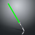 Green Lightsaber With Illuminated Green Blade And Metallic Hilt On Gray Background