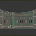 Traditional Green Wooden Gate Double Door Design With Carved Lattice Details