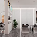Modern Elegant Hair Salon Interior With Gray Chairs Oval Mirrors And White Counter