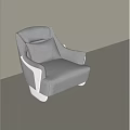 Modern Gray Fabric Single Sofa with Metal Armrests and Comfortable Cushion 3d model
