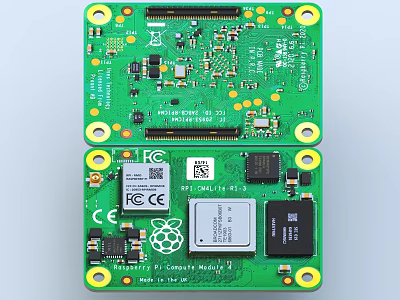 Industrial Equipment Circuit Boards Incorporating Raspberry Pi Modules Electronic Components And Certification Marks 3d model