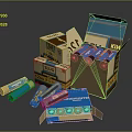 Dynamite Weapon Cartons With Blue And Brown Packaging Open Boxes And Tubes