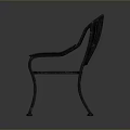 Modern Metal Single Chair With Armrest And Slatted Backrest On Reflective Floor