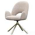 Modern Upholstered Dining Chair With Light Beige Fabric Armrest And Tripod Metal Base