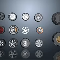 Various Car Tires With Stylish Alloy Rims Red Accents And Tread Designs
