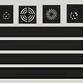 Black Wall Mounted Ventilation Grilles And Decorative Strips With Different Designs 3d model