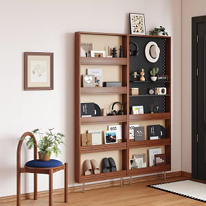 Antique Solid Wood Storage Rack Storage Cabinet Magazine Rack Bookcase 3d model