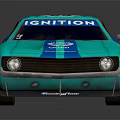 Blue Vintage Modified Race Car With POTSYNA Lettering Number 88 And Rear Spoiler