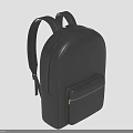 Stylish Black Leather Backpack Featuring Minimalist Design And Front Zip Pocket 3d model