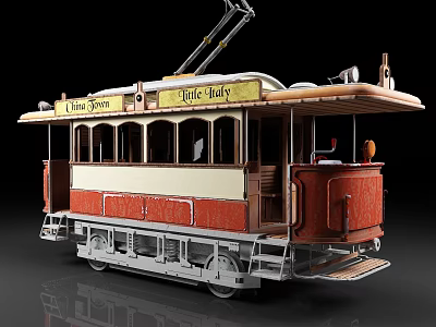 Vintage Tram With Classic Design And Signage 3d model