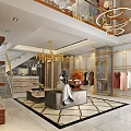 Luxury Modern Clothing Store Interior With Golden Racks Chandeliers And Mannequin