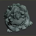 Green Dragon Decorative Sculpture With Round Eye Design And Textured Surface