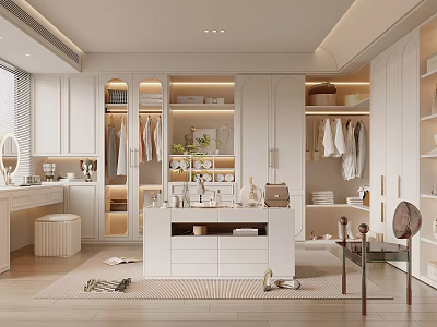Modern Closet Design With Ample Storage And Dressing Area 3d model