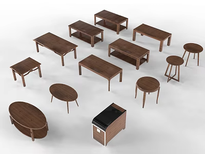 Stylish Wooden Coffee Tables With Various Shapes And Designs For Living Room 3d model