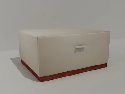 Minimalist Beige Nightstand Design With Simple Drawer And Wooden Base 3d model