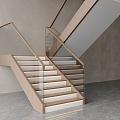 Simple Stair Handrail Stair Corner Stair Glass Balustrade Stair Wooden Handrail Stair Indoor Stair 3d model