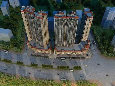 High Rise Residential Buildings Featuring Modern Exterior And Surrounding Greenery And Roads 3d model