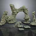 Wood Stone Artistic Decorative Carvings With Multiple Irregular Shapes And Textures